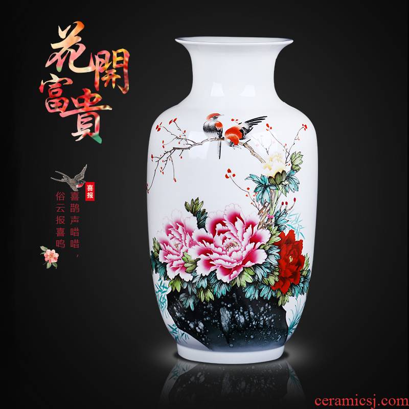 Jingdezhen ceramics vase masters hand made peony large opening of new Chinese style living room decoration housewarming furnishing articles