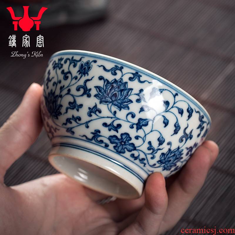 Clock home trade, one cup of single CPU jingdezhen blue and white maintain hand - made teacup branch high - end sample tea cup flower pattern