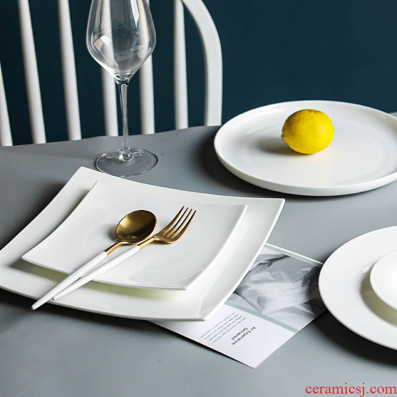 Element treasure creative Japanese plate dinner plate ceramic household pure white ipads porcelain