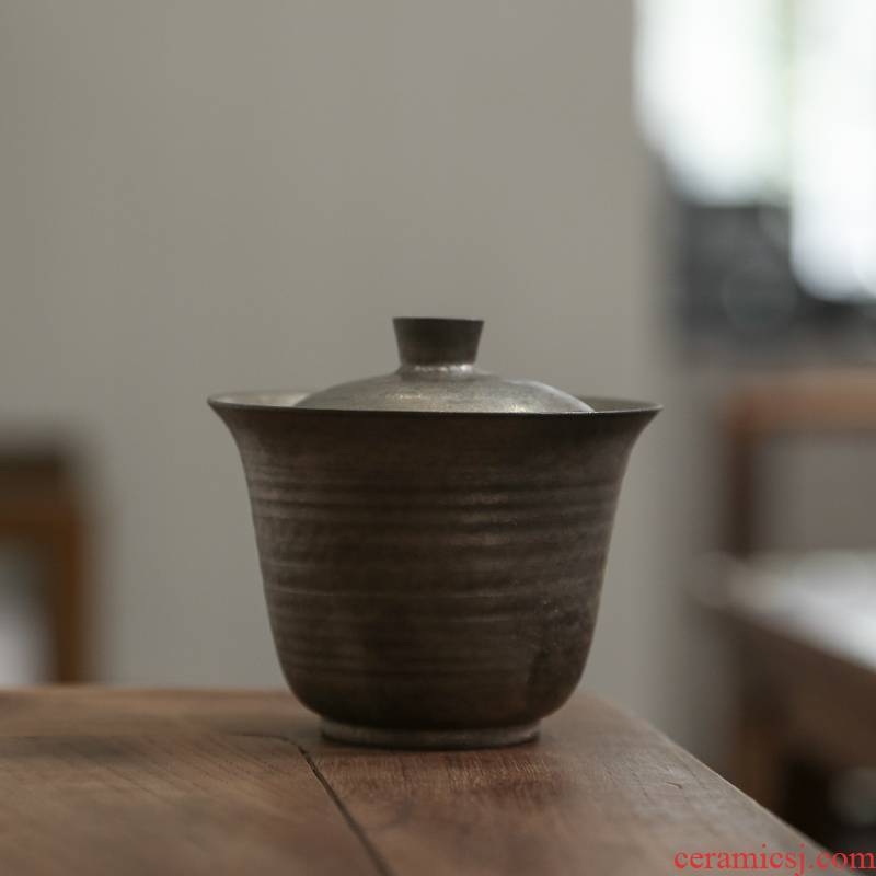 Japanese metal glaze hand embryo tureen single cover glass ceramic cups kung fu tea tea bowl size small
