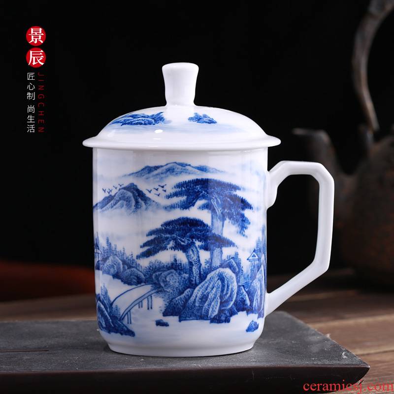 Jingdezhen manual under glaze porcelain cups hand - made ceramic cups with cover household glass office cup tea cup