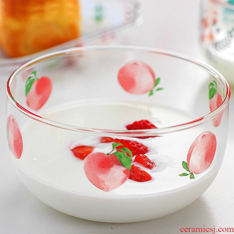 North house ceramics creative heat resistant, lovely dessert bowl of high borosilicate glass household rice bowls salad bowl of fruit bowl