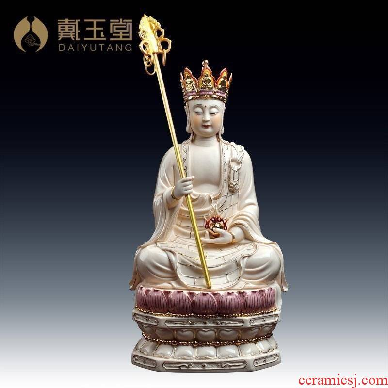 Yutang dai bodhisattva retinues three holy ancient - up ceramic figure of Buddha sitting GuLian D01 earth treasure bodhisattva - 387
