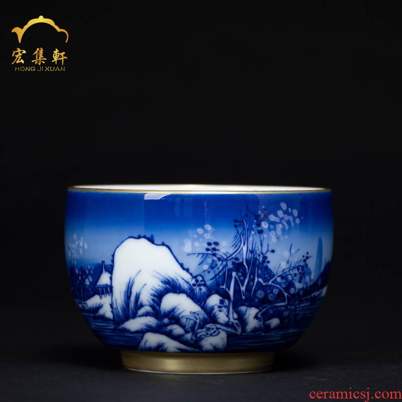 Jingdezhen blue and white snow manual master cup single cup cup hand - made ceramic cup sample tea cup individual cup small tea cups