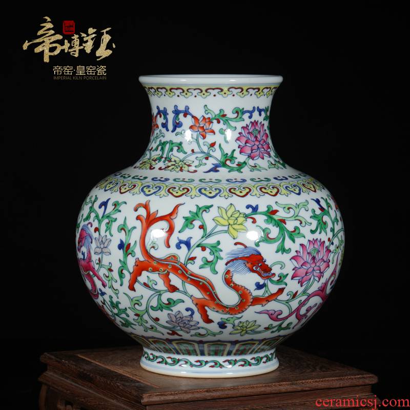 Antique hand - made porcelain of jingdezhen ceramics bucket color dragon in the ocean 's day bottles of the sitting room porch decoration furnishing articles