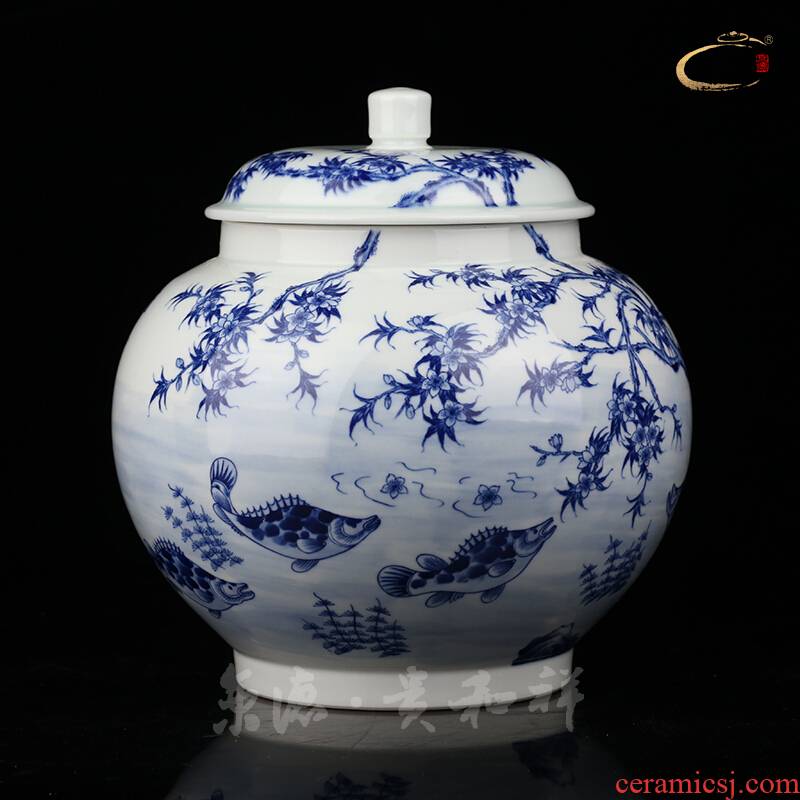 Blue and white storage POTS and auspicious caddy fixings pure manual household ceramics POTS Blue on your fish tank