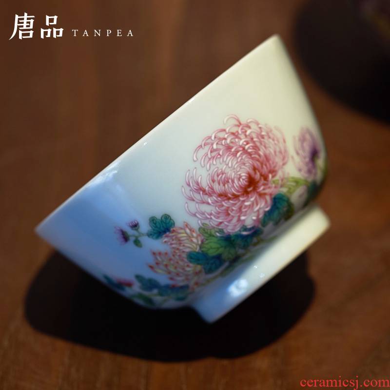 Pastel by tea cups of jingdezhen ceramic cup personal Lord single hand - made flowers kung fu tea pu 'er tea cup
