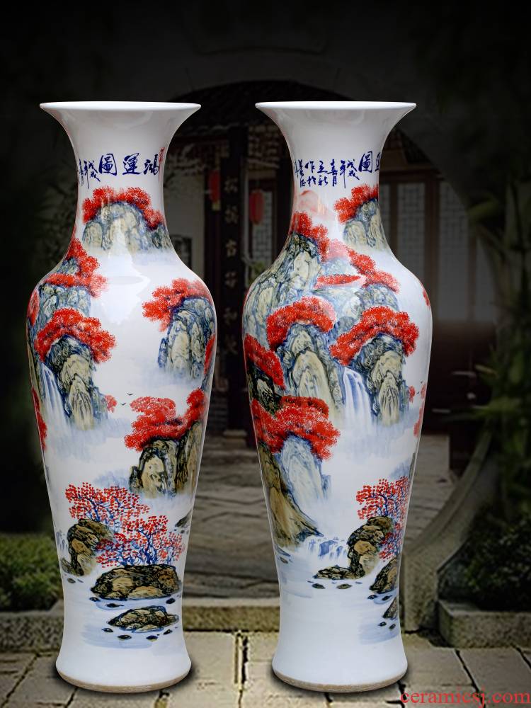 Jingdezhen ceramic figure landscape hand - made bonanza of large vases, sitting room of Chinese style household furnishing articles for opening gifts
