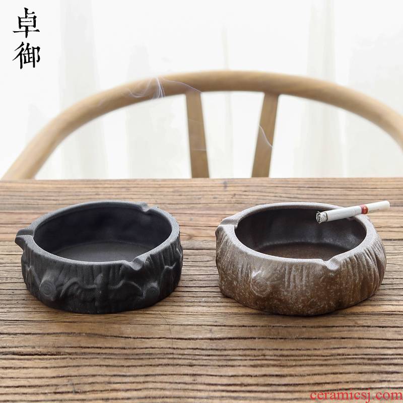 Zhuo royal porcelain ceramic creative ashtray coarse pottery ashtray home sitting room office retro move ashtrays
