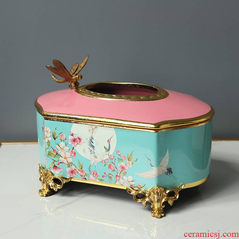 American light and decoration ceramics tissue box furnishing articles smoke box of new Chinese style household, sitting room tea table smoke box place adorn adornment paper