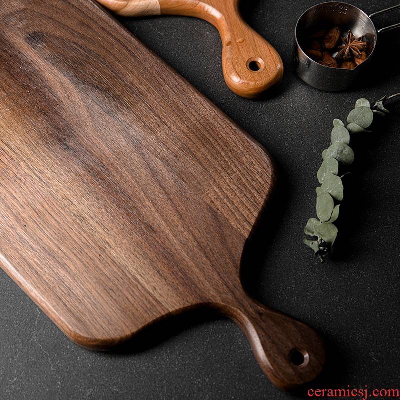 TaoDian solid wood boards chopping block, creative household wood chopping block, fruit long handle tray kitchen cutting board