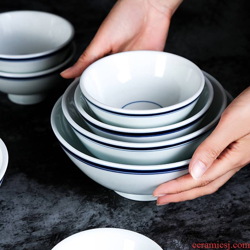 The View of song dynasty jingdezhen hand - made nostalgic old blue edge bowl contracted manually restoring ancient ways of blue and white porcelain tableware job suits for