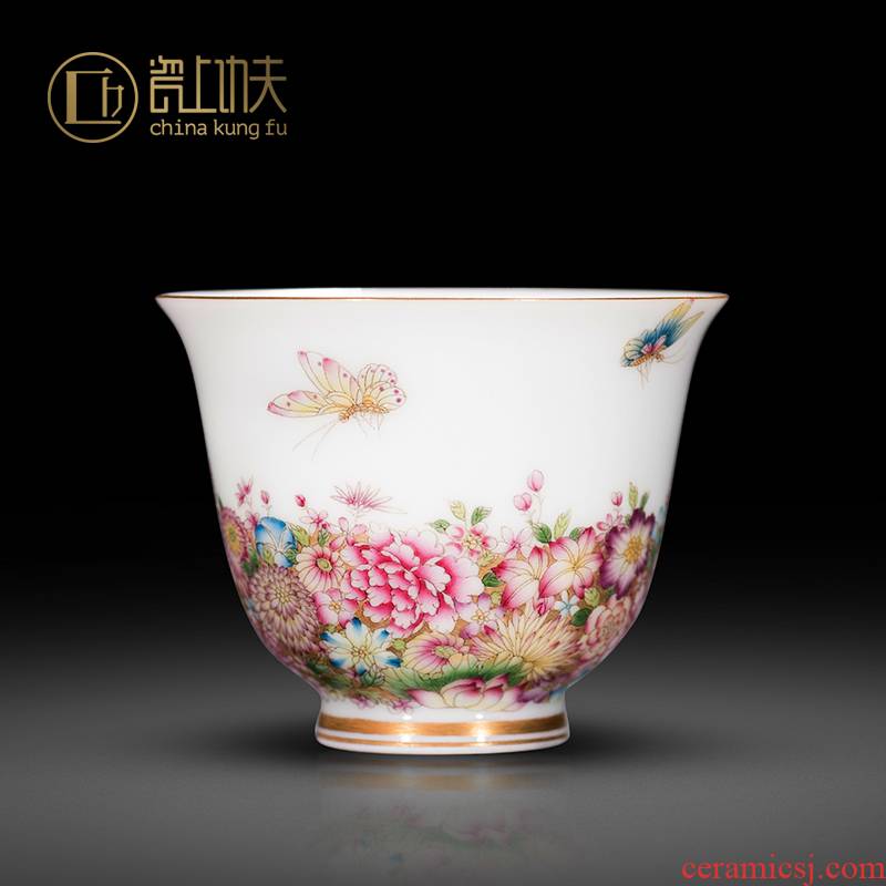 Jingdezhen tea pure manual colored enamel kung fu tea sample tea cup flower master cup single CPU ceramic cups
