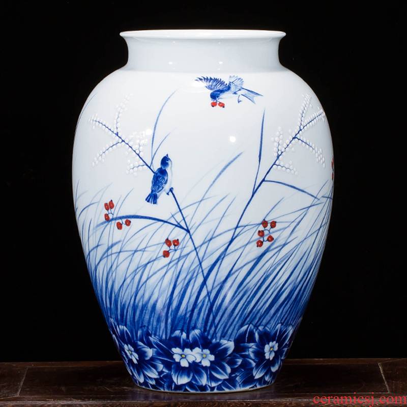 Jingdezhen ceramics landscape painting drawing big vases, flower arranging new Chinese style household act the role ofing is tasted, the sitting room porch place