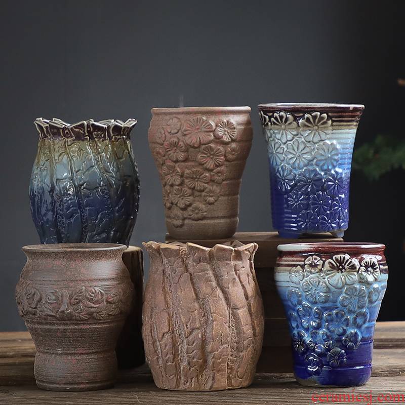 Old running the flowerpot ceramic flowerpot more meat wholesale special creative mage high Lao - zhuang coarse pottery flowerpot pack mail to move