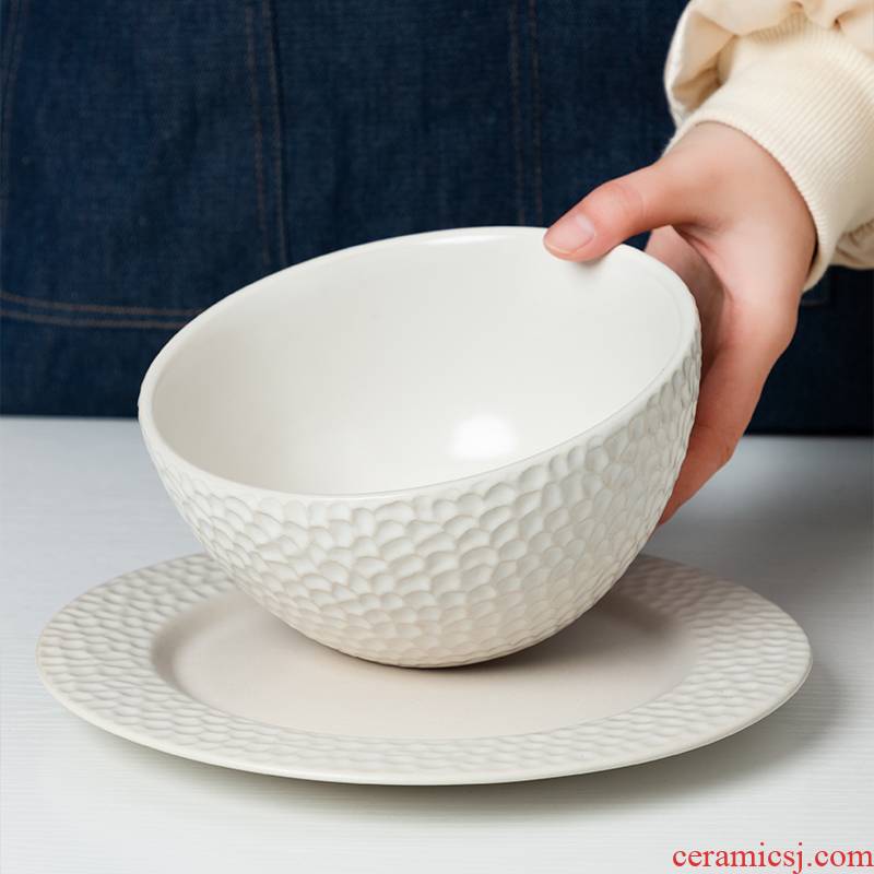 Salad bowl individual creative household Nordic white noodles in soup bowl dessert to use microwave special export ceramic tableware