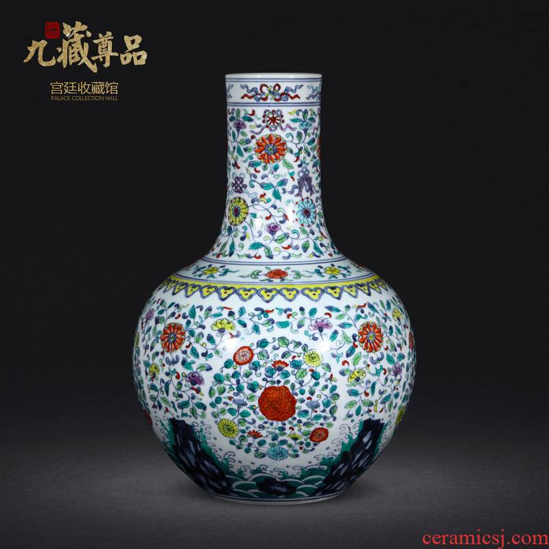 Jingdezhen ceramics antique hand - made color bucket furnishing articles high - end business gifts porcelain vases, Chinese style living room office