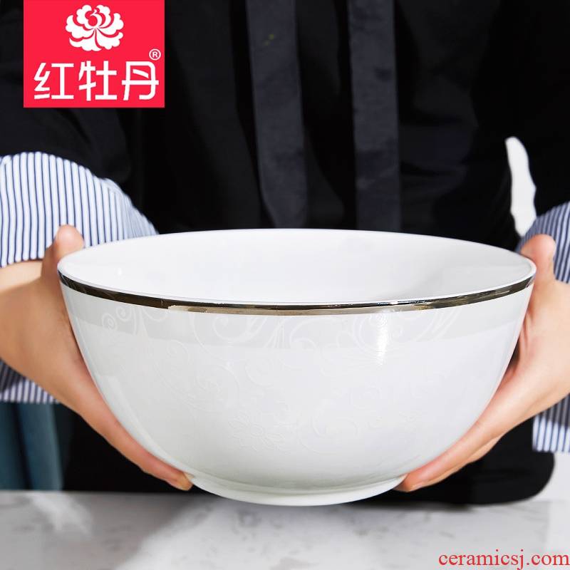 Red peony single ipads porcelain tableware large soup bowl household ceramics Macao 8 inches rainbow such as bowl bowl of salad bowl large bowl