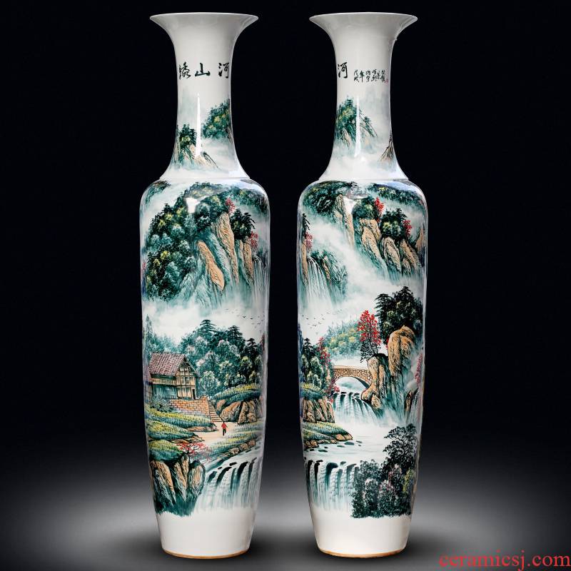 Jingdezhen ceramic vase hand - made color kumsusan river home sitting room adornment shop floor furnishing articles