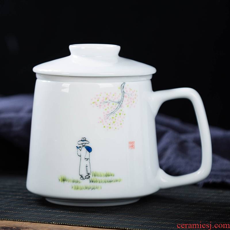 Jingdezhen hand - made belt filter ceramic cups office tea cups with cover mark cup home hand cup