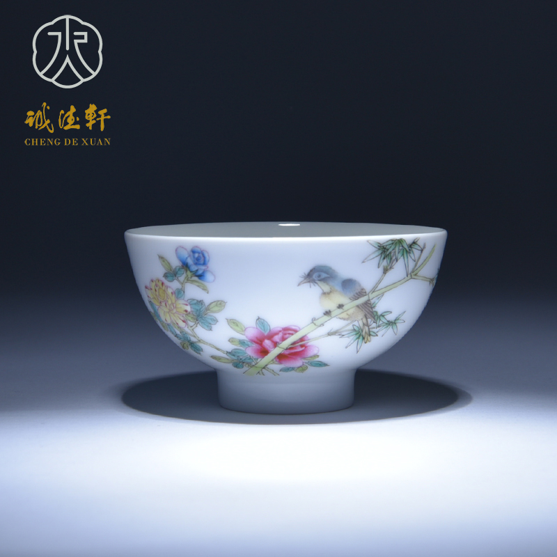 Cheng DE xuan jingdezhen gift kung fu tea master cup hand - made powder enamel single cup 228 resident beauty face