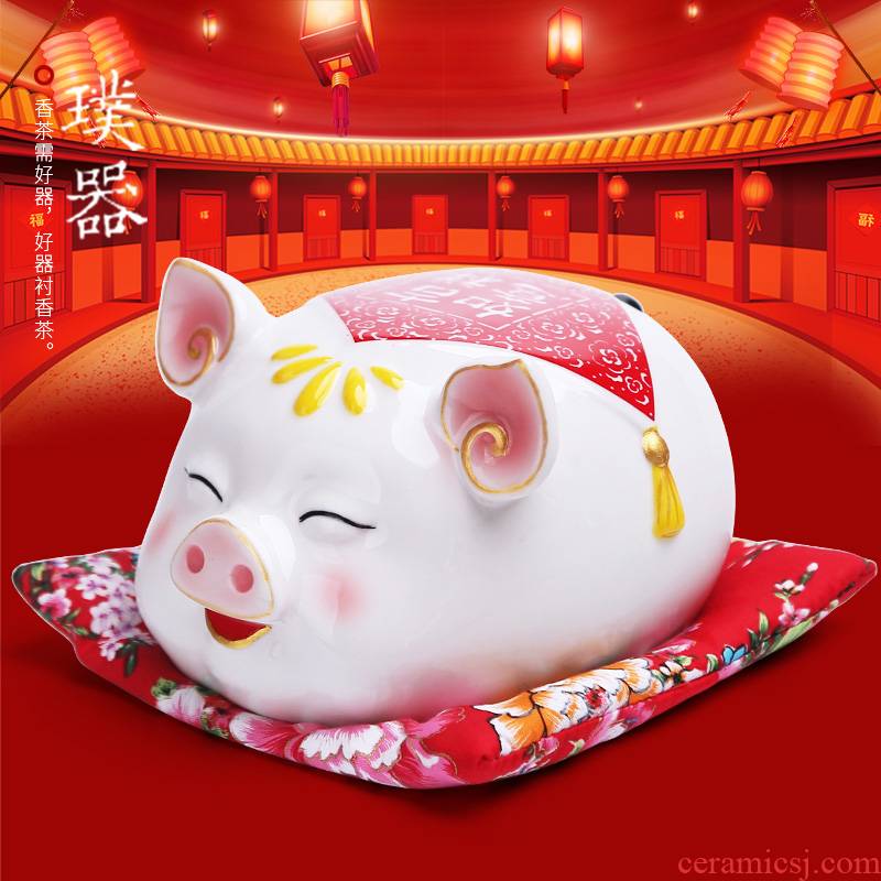 Luck pig piggy bank home furnishing articles injection device accessories play tea taking parts ceramic"