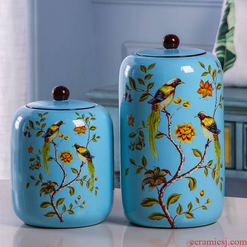 New Chinese style New classical European American ceramic vase storage tank pottery vase furnishing articles rich ancient frame flower arranging living room
