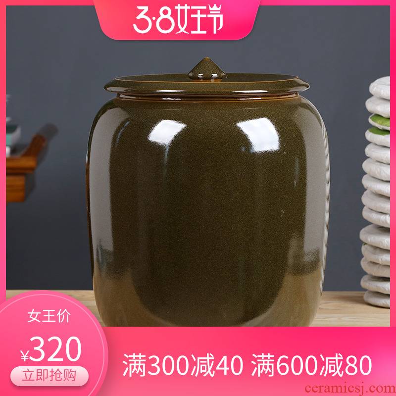 Pure color caddy fixings ceramic large wake receives pu 'er tea cake box canners general store tea warehouse