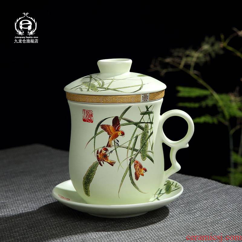 DH office tea ceramic household jingdezhen porcelain tea cups suit with cover filter your up CPU