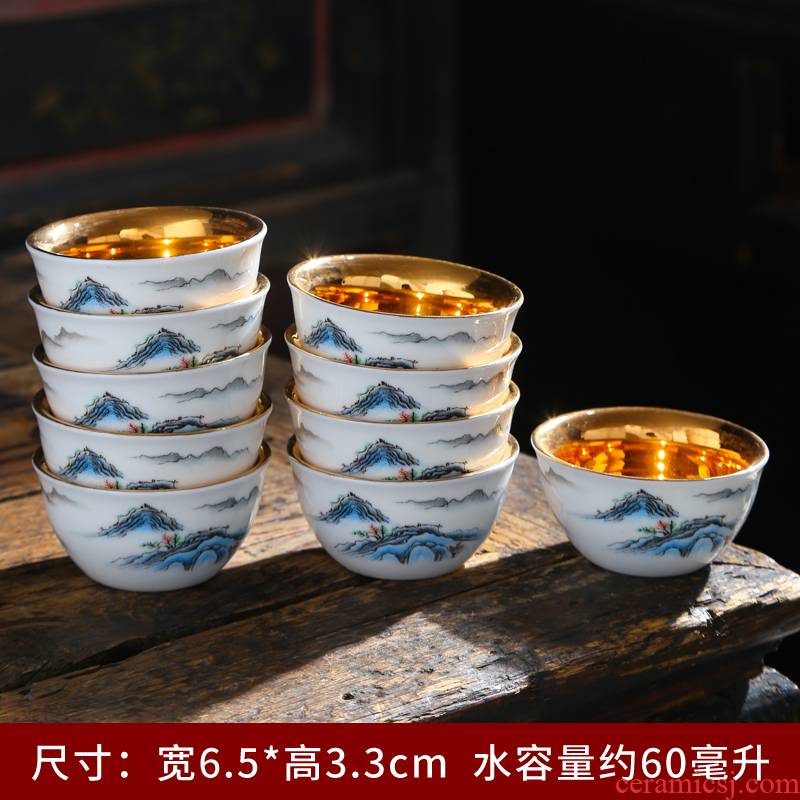 Suet white jade porcelain kung fu masters cup ceramic cups little paint a single thin foetus sample tea cup tea set custom