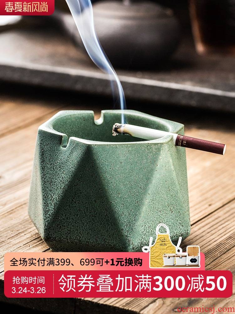 Porcelain color beautiful ashtray up with the new Chinese style of creative move large household multi - functional office ceramic ashtray trend