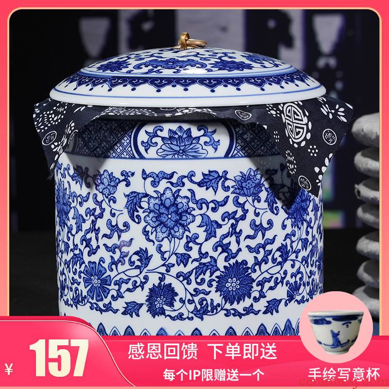 Jingdezhen porcelain seven loaves ceramic pot large tea cake box receives general tea barrel tea storage tanks