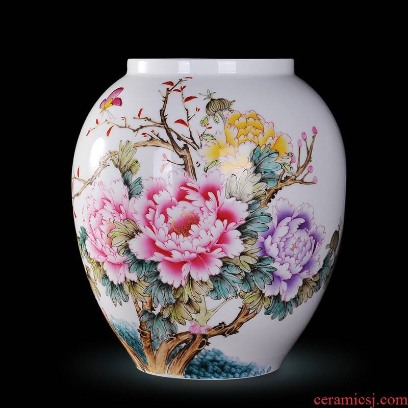 Jingdezhen ceramics Xiong Guiying hand made pink butterfly vase peony modern decorative crafts
