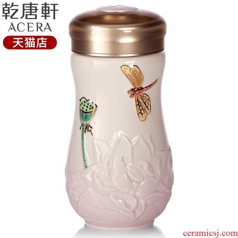 Do Tang Xuan porcelain cup gold coloured drawing or pattern small dragonfly summer lotus cup with single ceramic portable water 400 ml cups