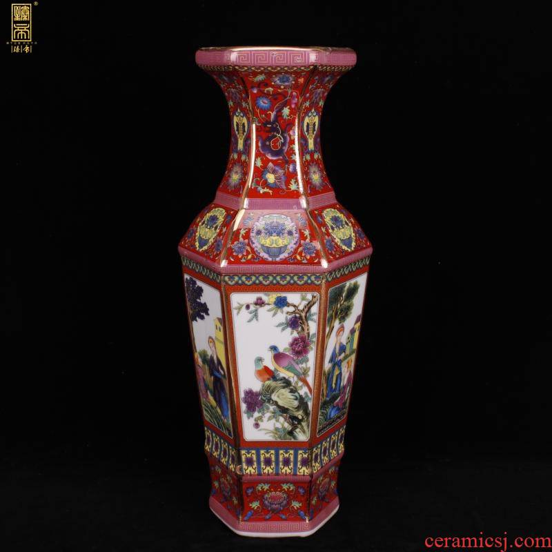 Chinese style classical imitation qianlong antique colored enamel porcelain vase home sitting room ark, furnishing articles of TV bar face