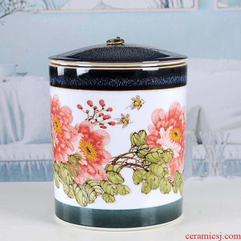 Jingdezhen ceramic tea pot manual sealing up bread seven pu 'er tea ware ricer box cylinder storage tanks POTS