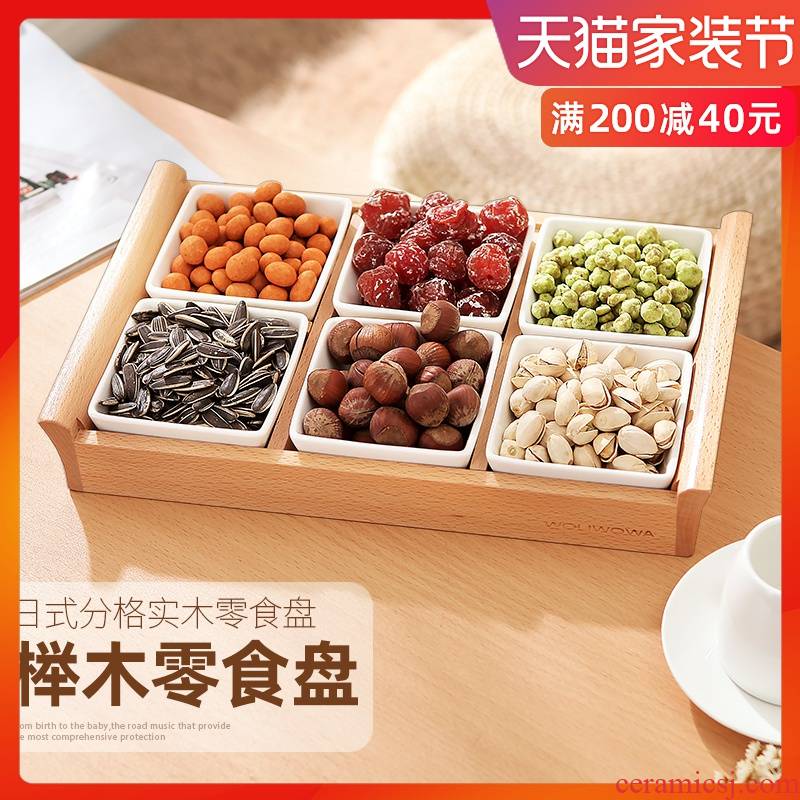 Creative snack plate frame ceramic compote candy dishes dry fruit bowl of fruit snacks disc nut plate snack dishes