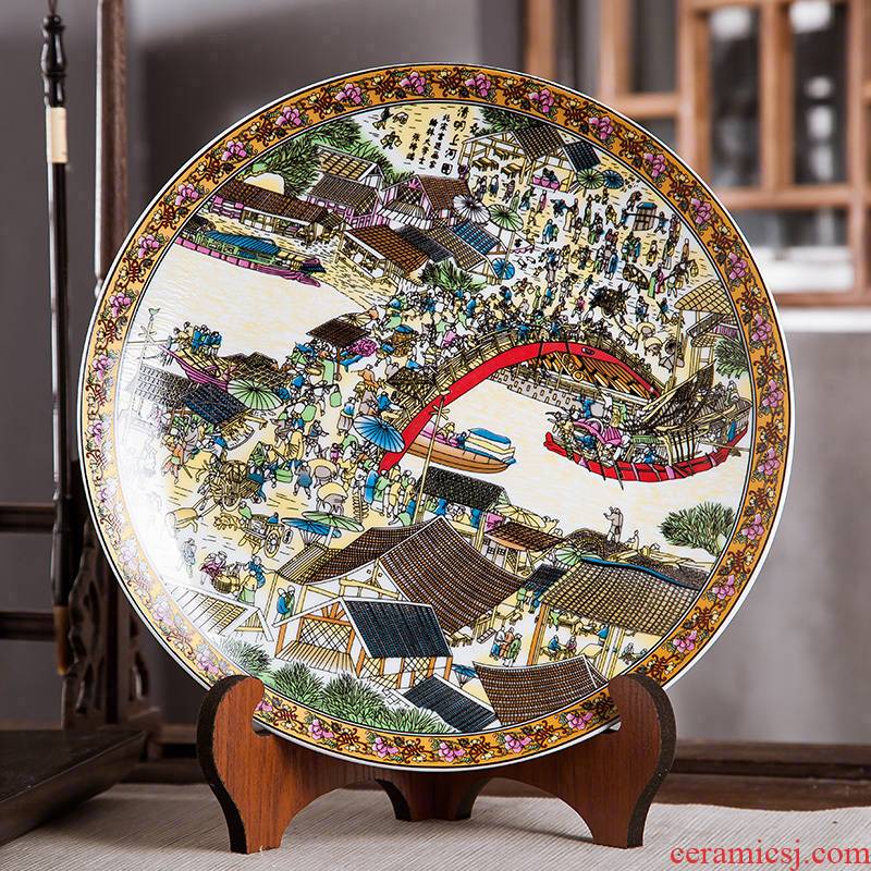 Jingdezhen ceramics furnishing articles home decorations hanging dish handicraft wine clear painting decorative plate