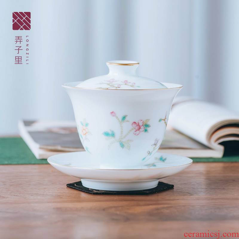 Made in jingdezhen tea only three single jingdezhen tea tureen the violet arenaceous four seasons flower see colour 150 ml
