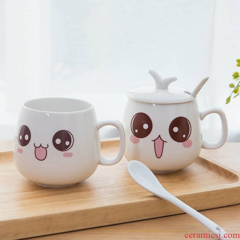 Lovely cup cup couples mark move ceramic coffee cup ceramic cup with cover glass creative expression of CPU