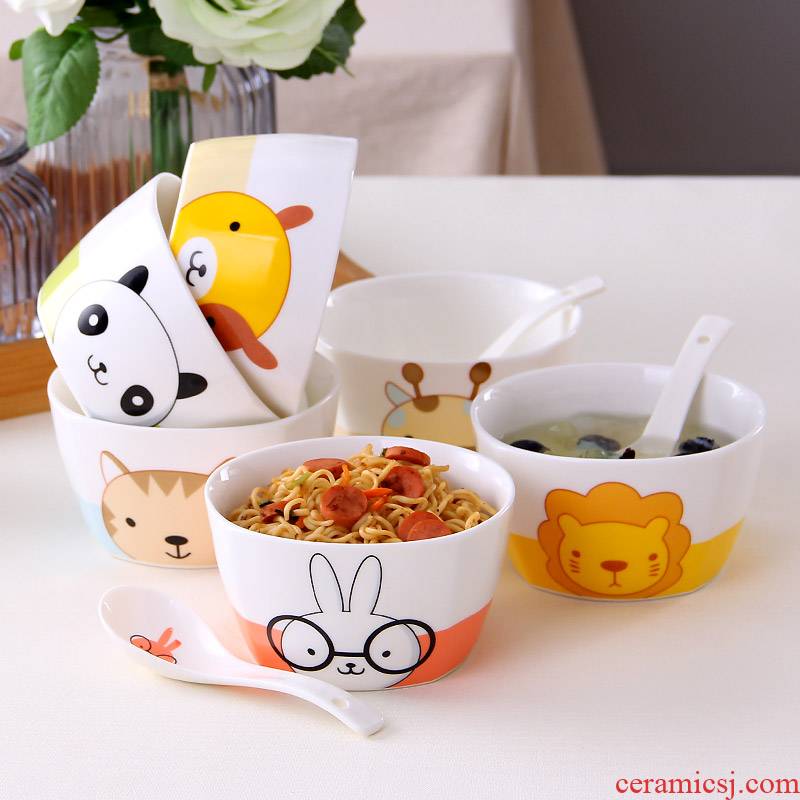Express cartoon dishes suit creative ceramic tableware dish bowl meal household contracted 6 4 Korean combination