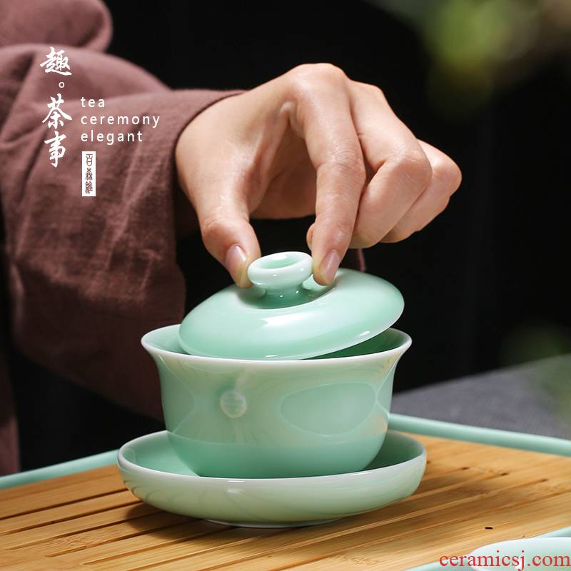 Babson d longquan celadon tureen ceramic cups kung fu tea set manual only three large tea cups hot