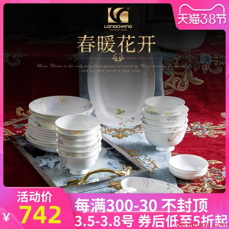 Tangshan etc. Counties ipads porcelain tableware suit spring flowers covered 30 times luxurious dishes set tableware suit ipads porcelain tableware
