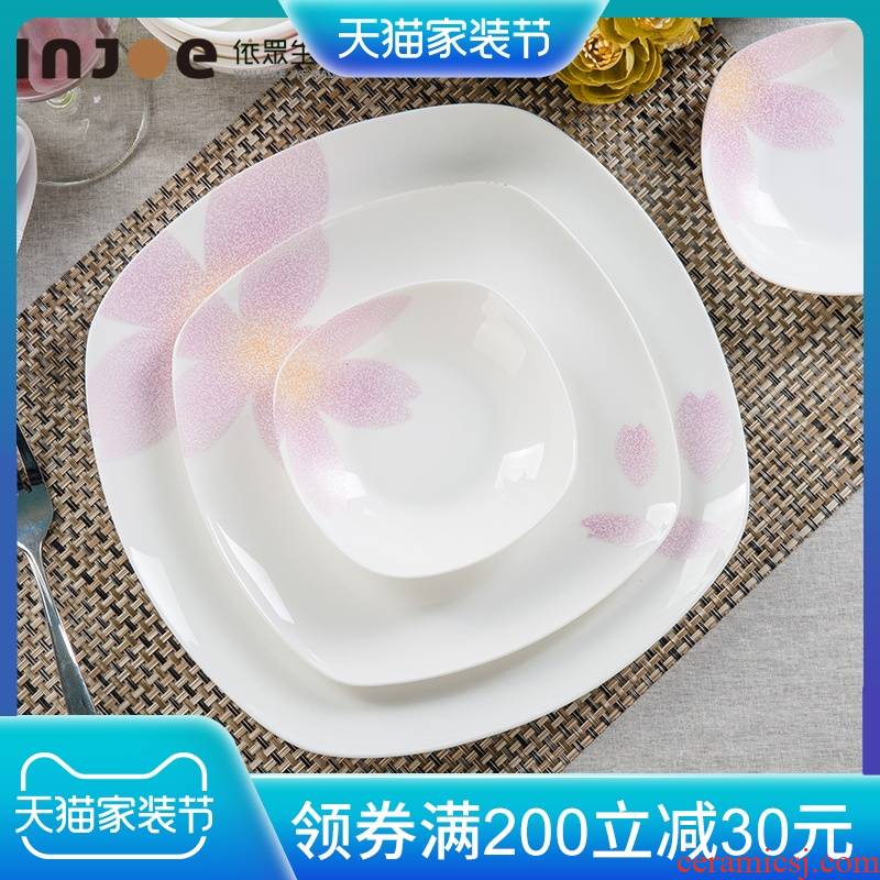 Tangshan ipads porcelain dish home 0 disc deep dish contracted the soup plate ceramic tableware Chinese style fish dish plate