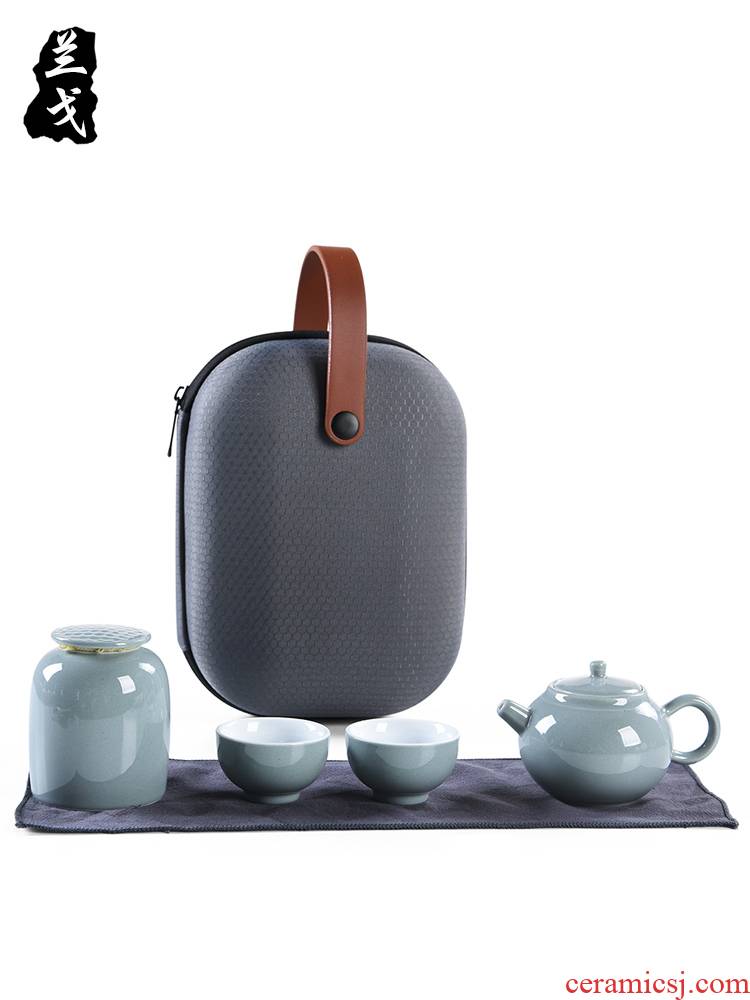 He travel tea set suit small household set of tea cups ceramic teapot single pot of tea accessories portable crack cup