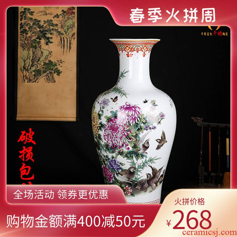 Large vases, sitting room of Chinese style household adornment antique porcelain of jingdezhen ceramics furnishing articles name plum by of birds