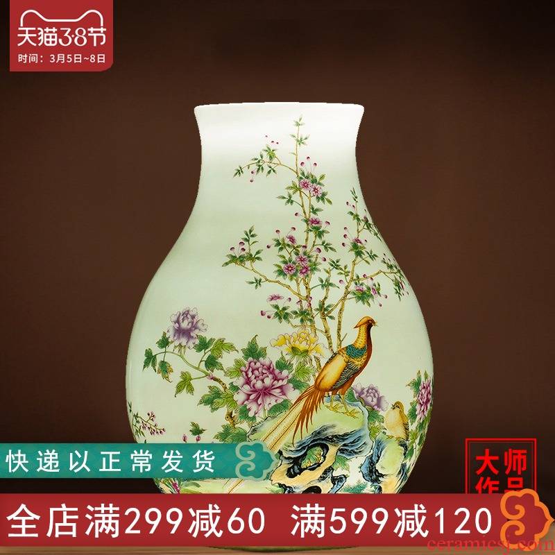Hand - made vases, new Chinese style living room TV ark, knife clay flower decoration of jingdezhen ceramic furnishing articles