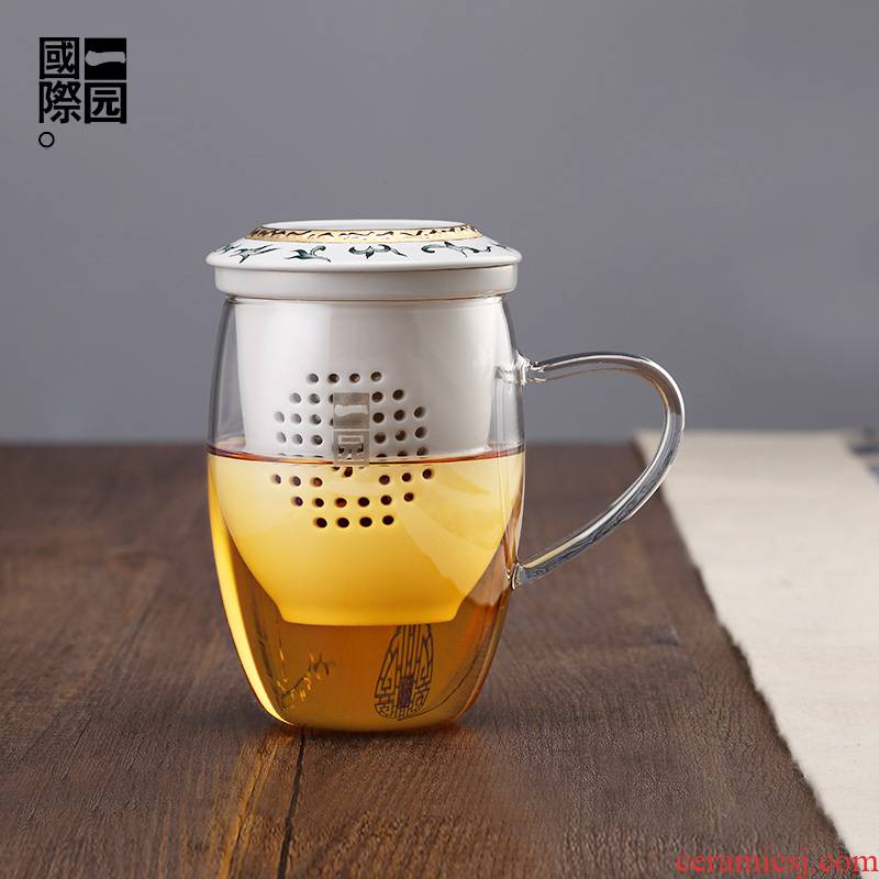 A park household heat resistant glass ceramic tea cups leaking filtering contracted and pure and fresh and web celebrity with cover the gift boxes