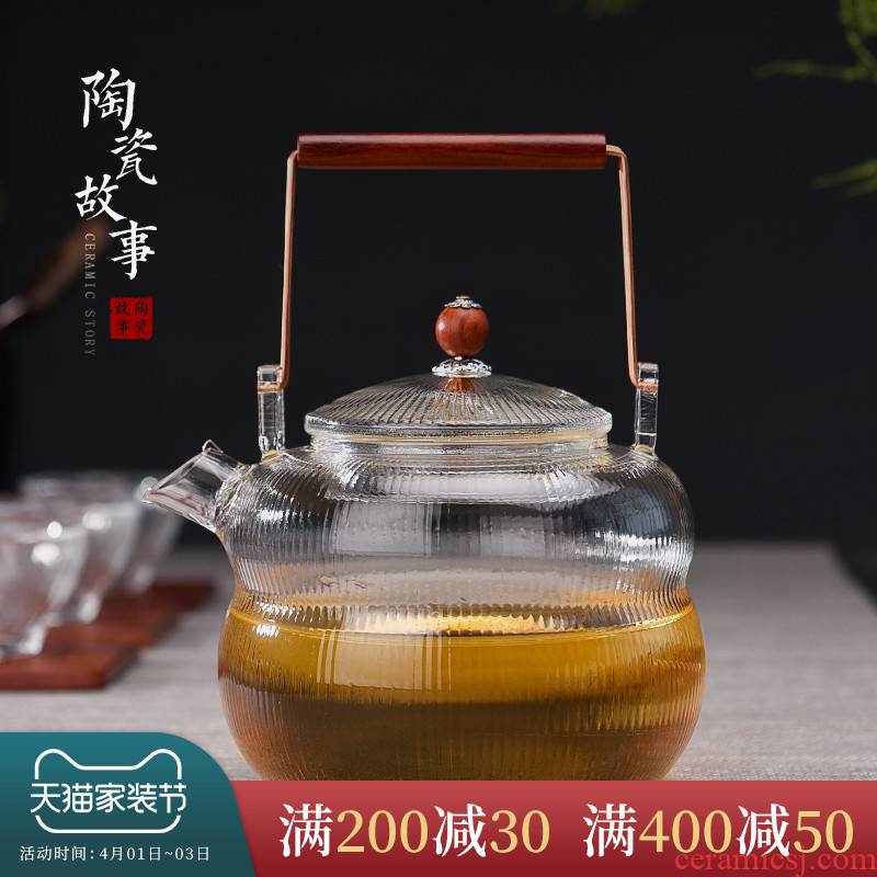 The Story of pottery and porcelain kettle domestic high temperature resistant glass teapot large girder pot of electric TaoLu boiled tea set