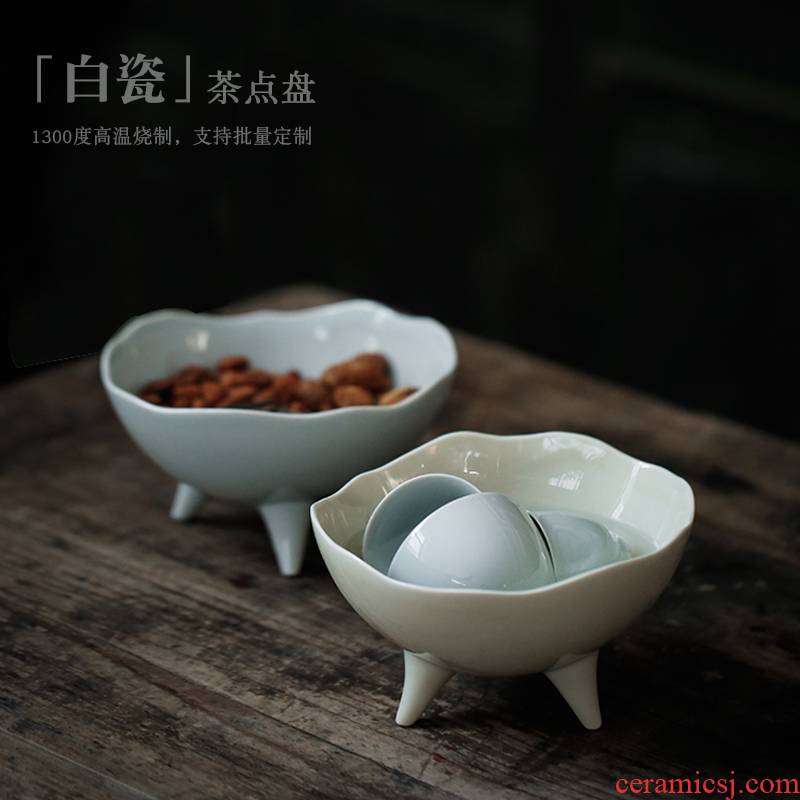 ShangYan creative high tea tray was white porcelain cup ice cream dessert bowl dried fruit snack plate XiCha wash to the trumpet